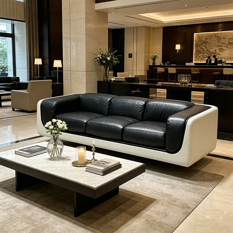Commercial Fiberglass Leather Sofa